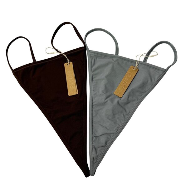 SKIMS Fits Everybody T-String Thongs Lot of 2 Grey Cocoa Large - Picture 9 of 9